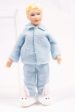 Dollhouse Miniature ~ Little Boy Doll Blonde Hair Light Blue Pajamas with Fuzzy Bunny Slippers Cindy Cook Artisan Made Online Sale