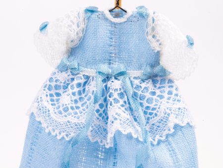 Dollhouse Miniature ~ Baby Blue Little Girl s Dress on Wooden Clothes Stand with Blue Socks & Shoes by Cheryl Warder Artisan Made Online Hot Sale