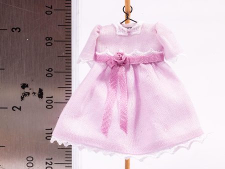 Dollhouse Miniature ~ Cute Baby Pink Little Girl s Dress with Bow on Wooden Clothes Stand by Cheryl Warder Artisan Made on Sale