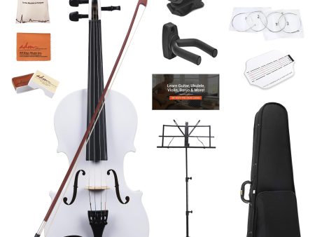 ADM Acoustic Violin for Kids Beginners, Acoustic Violin Fiddle for Teens Students Beginners Violin Starter Kit with Hard Case, Rosin, Shoulder Rest, Bow, Violin Music Stand Strings (White, 3 4 Size) For Sale