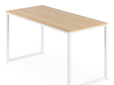 ZINUS Jennifer 55 Inch White Frame Desk, Computer Workstation, Office Desk, Dining Table, Easy Assembly, Natural For Sale