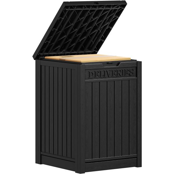 YITAHOME Outdoor Storage Box 48 Gallon, Secure Lockable Resin Package Delivery Container, Deck Box for Porch & Curbside, Black Hot on Sale