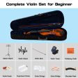 ADM Acoustic Violin for Kids Beginners, 4 4 Full Size Violin Set Solid Wood Ebony for Teens Students Starter Kit with Hard Case, Rosin, Shoulder Rest, Bow, Music Stand, Violin Stand and Strings,Brown Discount