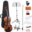 ADM Acoustic Violin for Kids Beginners, 4 4 Full Size Violin Set Solid Wood Ebony for Teens Students Starter Kit with Hard Case, Rosin, Shoulder Rest, Bow, Music Stand, Violin Stand and Strings,Brown Discount