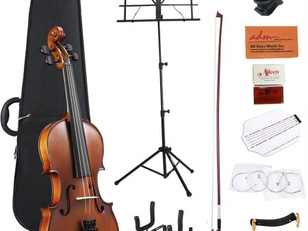 ADM Acoustic Violin for Kids Beginners, 4 4 Full Size Violin Set Solid Wood Ebony for Teens Students Starter Kit with Hard Case, Rosin, Shoulder Rest, Bow, Music Stand, Violin Stand and Strings,Brown Discount