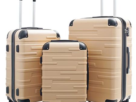 Coolife Luggage Expandable(only 28 ) Suitcase 3 Piece Set with TSA Lock Spinner 20in24in28in (champagne) on Sale