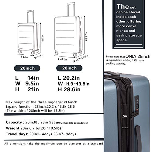 COOLIFE Luggage Suitcase Piece Set Carry On ABS+PC Spinner Trolley with pocket Compartmnet Weekend Bag (Sakura pink, 2-piece Set) Online Sale