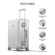 LEVEL8 Gibraltar Carry On Luggage, 20  Aluminum Frame Hardside Suitcase, Zipperless Luggage with TSA Lock and Spinner Wheels - Sliver For Discount