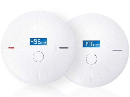 2 Pack 10 Year Battery Operated Smoke and Carbon Monoxide Detector, Portable Fire Co Alarm for Home and Kitchen (White) For Cheap