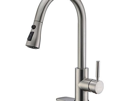 WEWE Single Handle High Arc Brushed Nickel Pull Out Kitchen Faucet,Single Level Stainless Steel Kitchen Sink Faucets with Pull Down Sprayer Discount