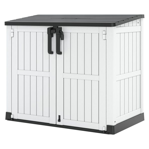 LHBGO Light Gray Outdoor Resin Storage Shed 36 Cu. Ft. Garden Horizontal Storage Extra Large Capacity Weather Resistant Storage Box, Lockable Resin Waterproof Shed for Garbage Cans, Garden Tools Cheap