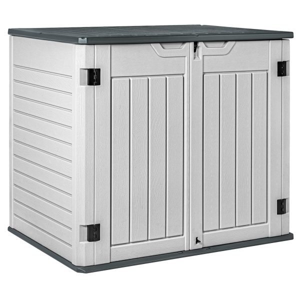 Devoko Resin Outdoor Storage Shed 34 Cu Ft Horizontal Outdoor Storage Cabinet Waterproof Patio Tools Storage Box for Sofa Cushion, Lawn Mower and Garbage Cans For Cheap