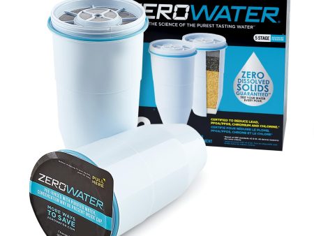 ZeroWater Official Replacement Filter - 5-Stage 0 TDS Filter Replacement - System IAPMO Certified to Reduce Lead, Chromium, and PFOA PFOS, 2-Pack Online Hot Sale