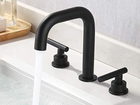 KES Matte Black 8-Inch Widespread Bathroom Faucet 3 Hole Modern Vanity Sink Faucet 2 Handle Brass with Supply Hoses, Sink Drain Not Included, L4317LF-BK Online Hot Sale