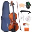 ADM 4 4 Full Size Wood Violin Set for Kids Teens Students Adults Beginner Acoustic Violin Matte Fiddle Starter Kit with Hard Case, Rosin, Shoulder Rest, Bow, Clip-on Tuner and Fingerboard Sticker For Sale