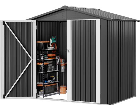 DWVO 6x4ft Metal Outdoor Storage Shed, Large Heavy Duty Tool Sheds with Lockable Doors & Air Vent for Backyard Patio Lawn to Store Bikes, Tools, Lawnmowers,Dark Gray Online