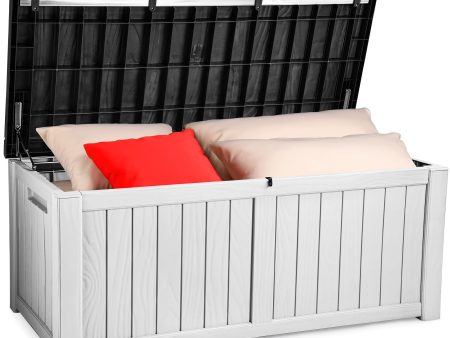 YITAHOME 120 Gallon Outdoor Storage Deck Box, Large Resin Patio Storage for Outdoor Pillows, Garden Tools, Waterproof, Lockable (Black&White) Fashion