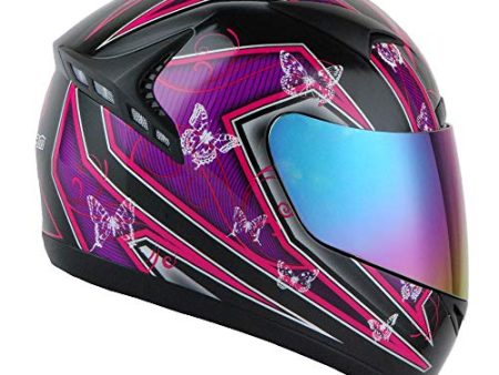 1STORM Motorcycle Bike Full FACE Helmet Booster Butterfly Pink Purple Online now