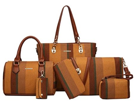 2E-youth Designer Purses and Handbags for Women Satchel Shoulder Bag Tote Top Handle Bag (0B-stripe-brown) Sale