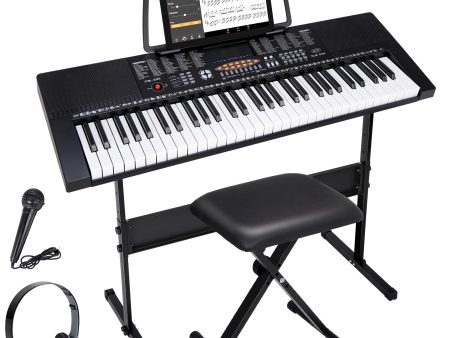 ZENY 61-Key Portable Electric Keyboard Piano with Built In Speakers, LED Screen, Headphones, Microphone, Piano Stand, Music Sheet Stand and Stool Online Sale