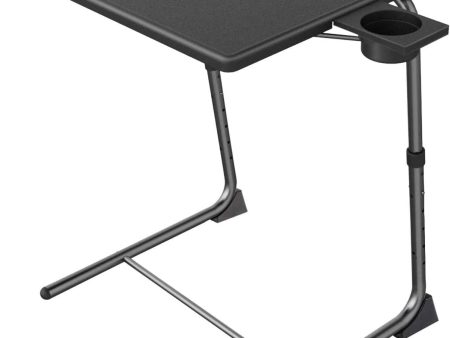 Adjustable TV Tray Table - TV Dinner Tray on Bed & Sofa, Comfortable Folding Table with 6 Height & 3 Tilt Angle Adjustments (Black) For Cheap