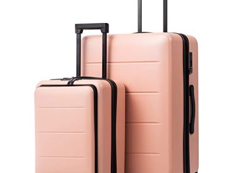 COOLIFE Luggage Suitcase Piece Set Carry On ABS+PC Spinner Trolley with pocket Compartmnet Weekend Bag (Sakura pink, 2-piece Set) Online Sale