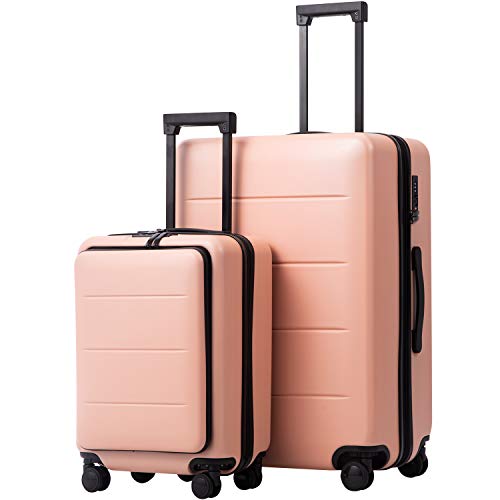 COOLIFE Luggage Suitcase Piece Set Carry On ABS+PC Spinner Trolley with pocket Compartmnet Weekend Bag (Sakura pink, 2-piece Set) Online Sale