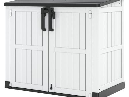 LHBGO Light Gray Outdoor Resin Storage Shed 36 Cu. Ft. Garden Horizontal Storage Extra Large Capacity Weather Resistant Storage Box, Lockable Resin Waterproof Shed for Garbage Cans, Garden Tools Cheap