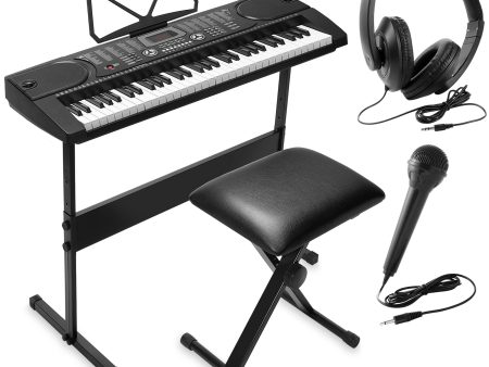 61-Key Electronic Music Keyboard Piano with Stand, Headphones, Stool & Microphone Online Sale