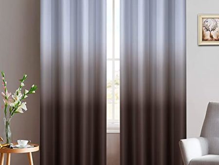 Yakamok Brown Thermal Insulated Grommet Window Drapes Gradient Color Ombre Curtains Room Darkening Panels for Bedroom (Brown, 52x84 Inch, Set of 2) For Discount