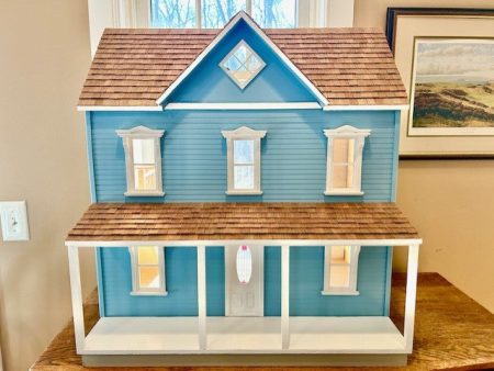 Dollhouse Miniature ~ Blue Victorian Farmhouse Dollhouse ~ 6 Rooms With Porch For Discount