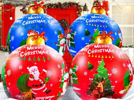 4 PCS 24 Inch Giant Inflatable Christmas Balls Ornaments Large Christmas Decorations Outdoor Inflatable Oversize PVC Inflatable Christmas Decorated Ball for Xmas Yard Lawn Garden Decor Discount