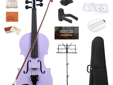 ADM Acoustic Violin for Kids Beginners,1 4 Size Acoustic Violin Fiddle for Teens Students Violin Starter Kit with Hard Case, Rosin, Shoulder Rest, Bow, Violin Music Stand and Strings,Purple Hot on Sale