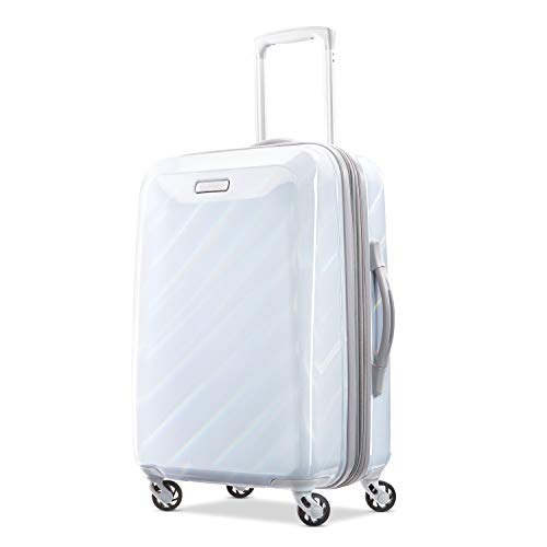 American Tourister Moonlight Hardside Expandable Luggage with Spinner Wheels, Iridescent White, Carry-On 21-Inch Fashion