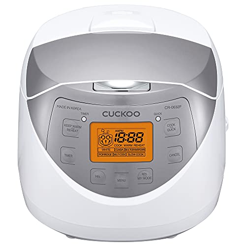 CUCKOO CR-0632F | 6-Cup (Uncooked) Micom Rice Cooker | 9 Menu Options: White Rice, Brown Rice & More, Nonstick Inner Pot, Made in Korea | White Grey For Cheap