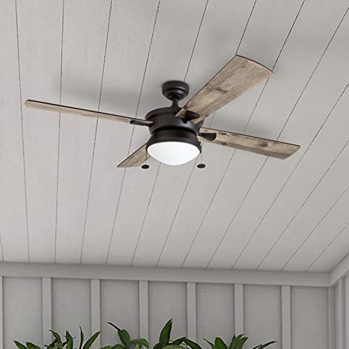 Prominence Home 50345-01 Auletta Outdoor Ceiling Fan, 52” ETL Damp Rated 4 Blades, LED Frosted Contemporary Light Fixture, Matte Black Hot on Sale