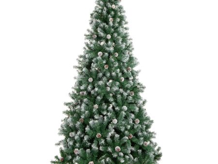 Best Choice Products 7.5ft Pre-Decorated Holiday Christmas Tree for Home, Office, Party Decoration w  1,346 PVC Branch Tips, Partially Flocked Design, Pine Cones, Metal Hinges & Base Fashion