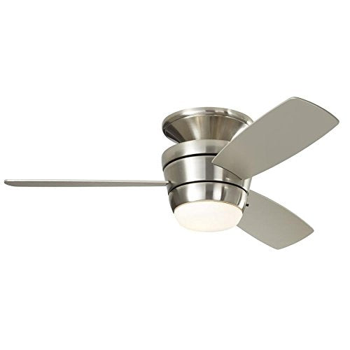 Harbor Breeze Mazon 44-in Brushed Nickel Flush Mount Indoor Ceiling Fan with Light Kit and Remote (3-Blade) For Cheap