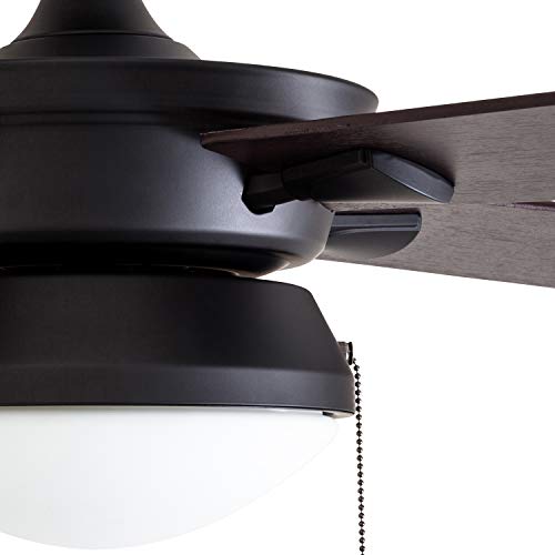 Prominence Home 50345-01 Auletta Outdoor Ceiling Fan, 52” ETL Damp Rated 4 Blades, LED Frosted Contemporary Light Fixture, Matte Black Hot on Sale