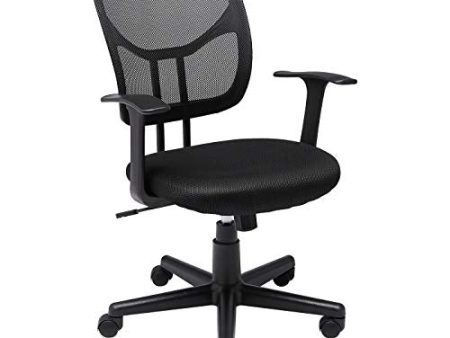 Amazon Basics Mesh, Mid-Back, Adjustable, Swivel Office Desk Chair with Armrests, Black For Discount