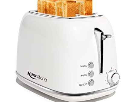 2 Slice Stainless Steel Toaster Retro with 6 Bread Shade Settings, Bagel, Cancel, Defrost Function, 2 Slice Toaster with Extra Wide Slot, Removable Crumb Tray, White Online