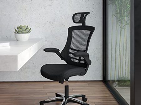 Flash Furniture High-Back Black Mesh Swivel Ergonomic Executive Office Chair with Flip-Up Arms and Adjustable Headrest Online now